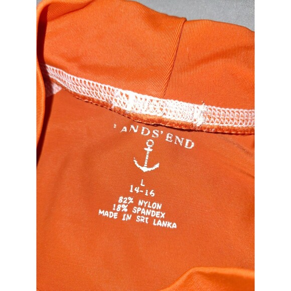 Lands’ End Boys Rash Guard Swim Shirt Long Sleeve Size M 14-16, Orange - Picture 2 of 6